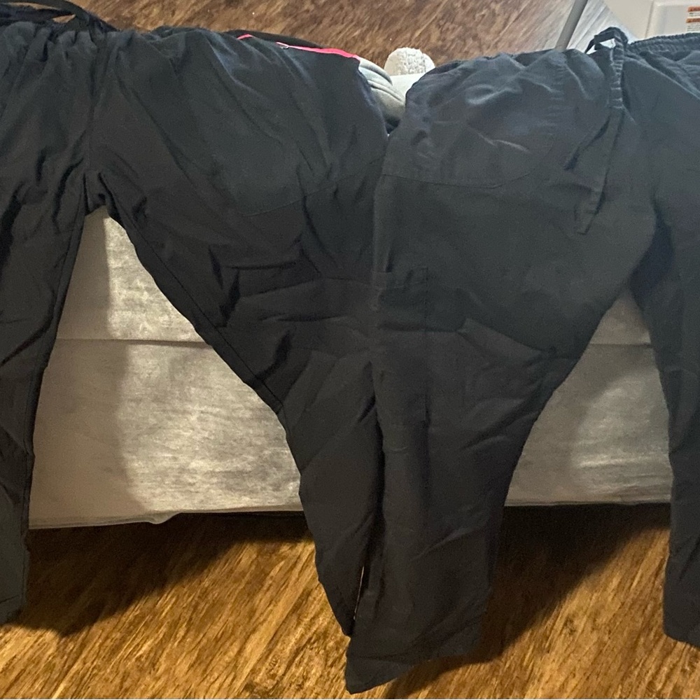 2 BLACK SCRUB TOPS & 2 BLACK SCRUB PANTS